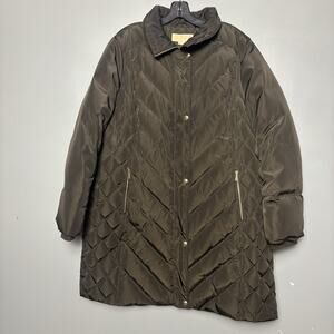 Michael Kors Women’s Down Jacket Green Waterfowl Blend XL Puffer No Hood Coat